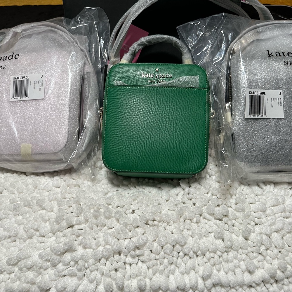 Selling three vanity crossbody bags green, black, and blush pink$125 EACH